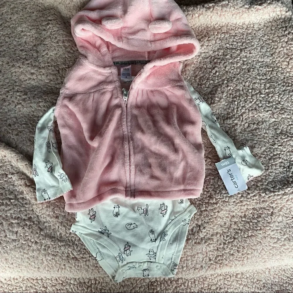 Carters 2 piece little jacket set cat jacket 9m